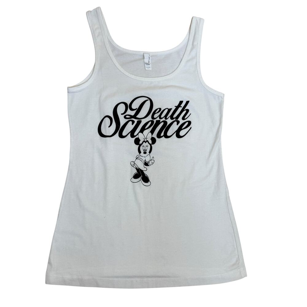 Death Science Minnie Tank White Large Babydoll Biker Chopper Motorcycle